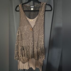 Sigrid Olsen Brown Knit Sleeveless Blouse
